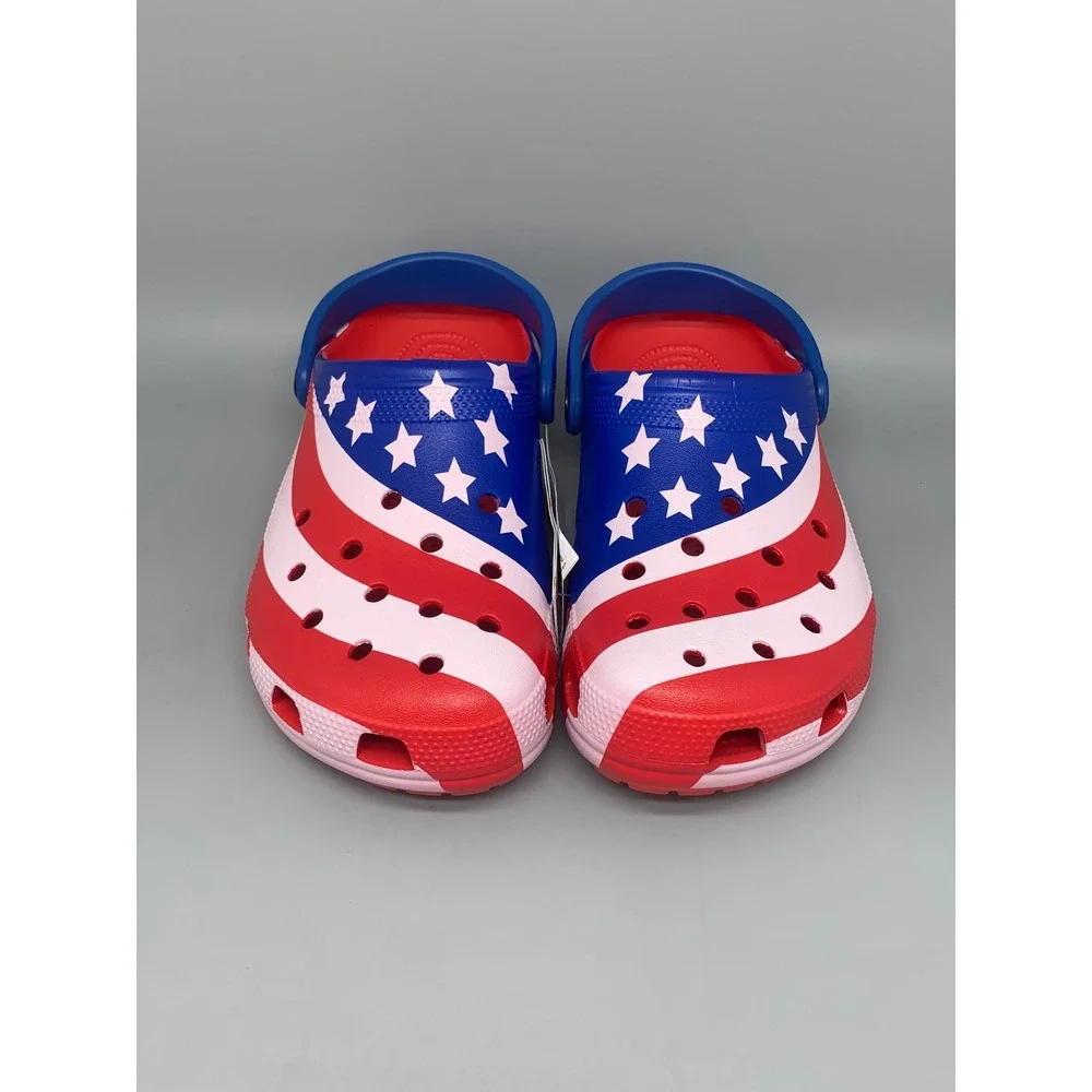 Crocs Classic American Flag Clogs 205974-90H Men's Sz 8 NEW